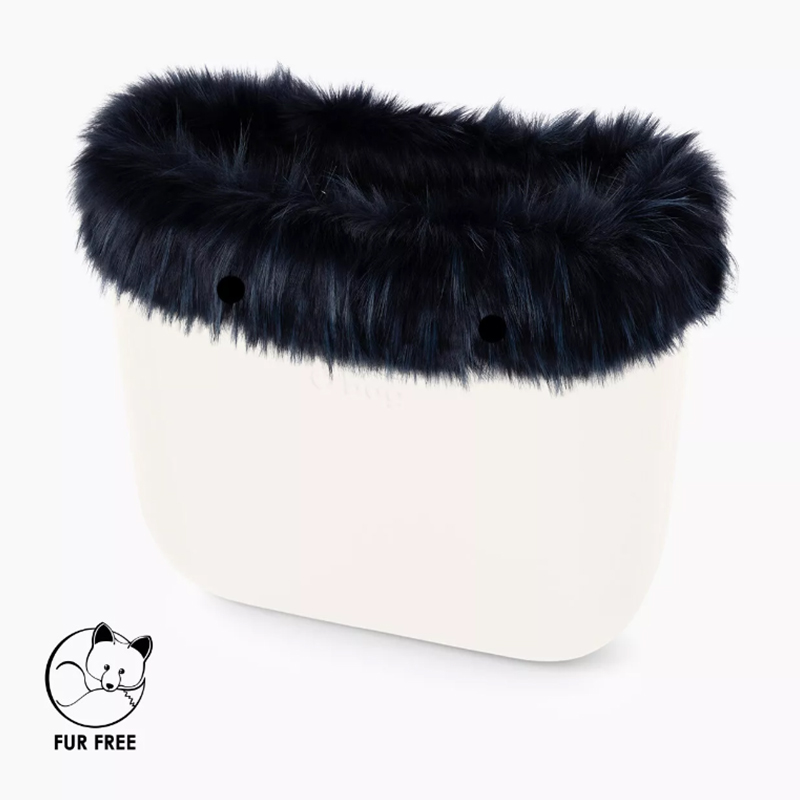 Garniture-fausse-fourrure-de-chien-viverrin-Bleue