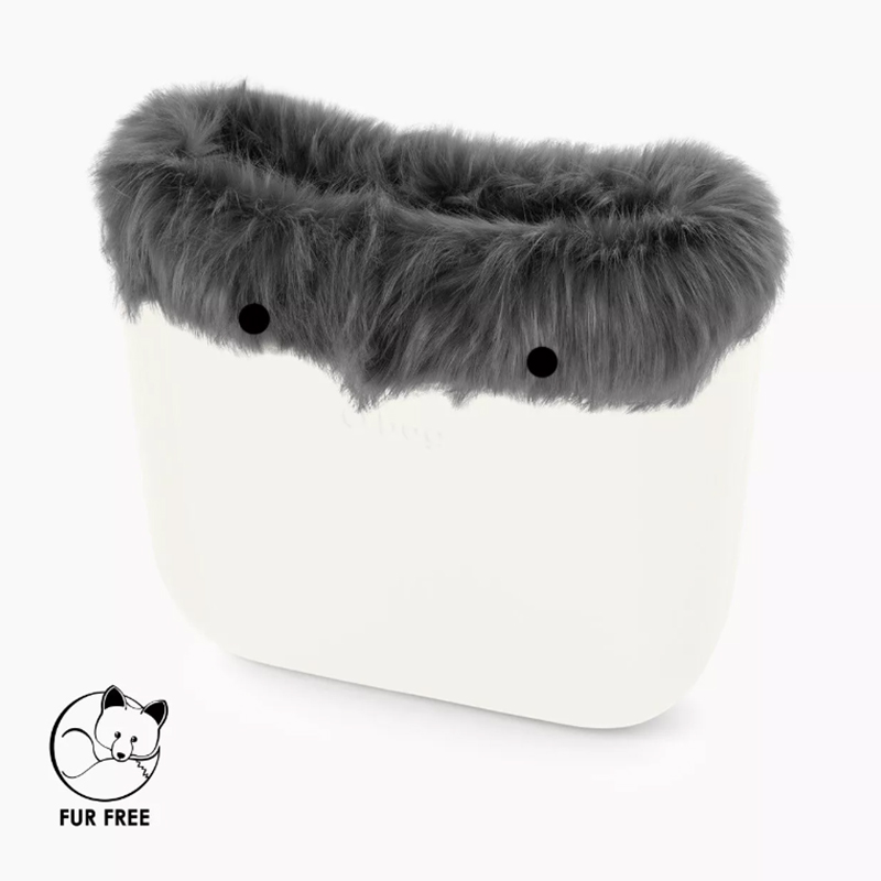 Garniture-fausse-fourrure-de-chien-viverrin-Grise