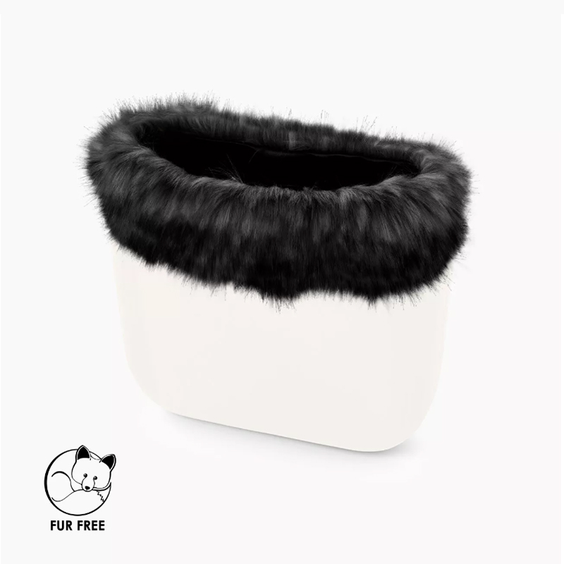 Garniture-fausse-fourrure-de-chien-viverrin-Noir-O-bag-mini