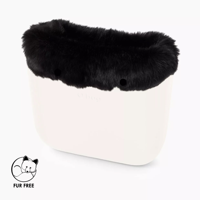 Garniture-fausse-fourrure-de-chien-viverrin-Noire